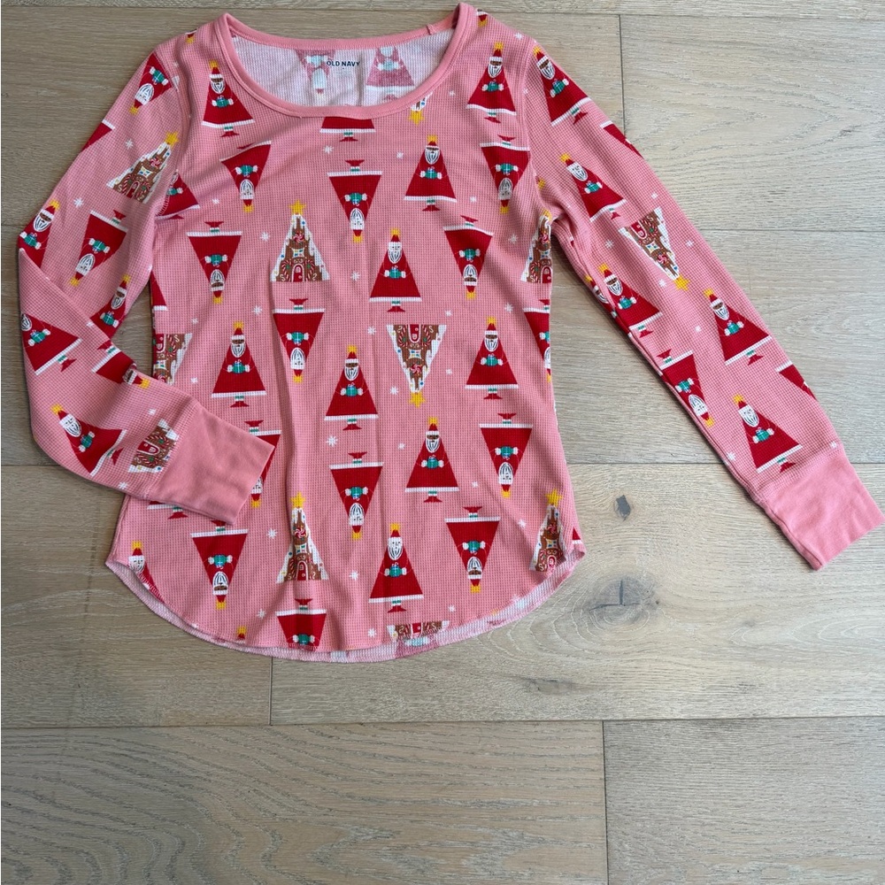 Old Navy Pink Santa Long Sleeve Tee